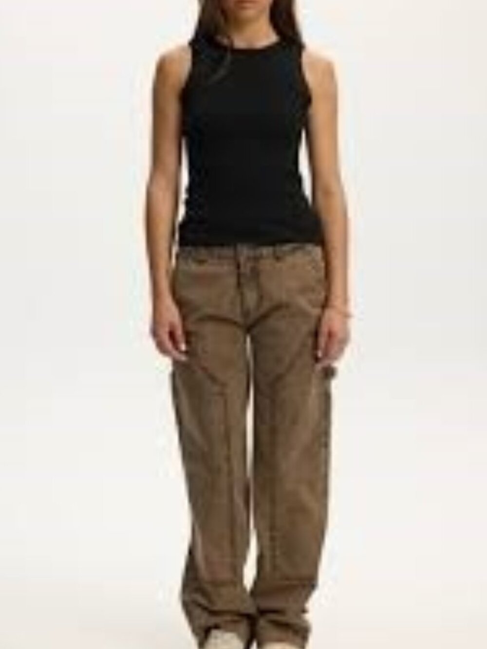 Kuwalla NEW Black Ribbed Scoop Neck Tank Top - Crop